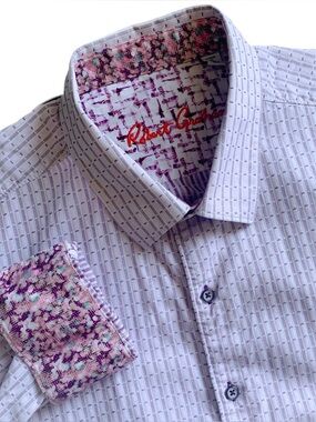 Robert Graham Pink Striped Flip Cuff Shirt Size XL